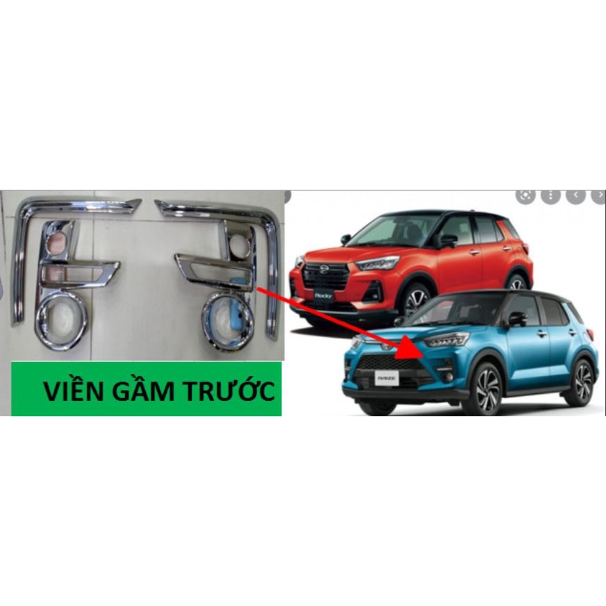 Ốp viền đèn gầm trước, sau xe Toyota Raize 2021-2022 mạ crom cao cấp