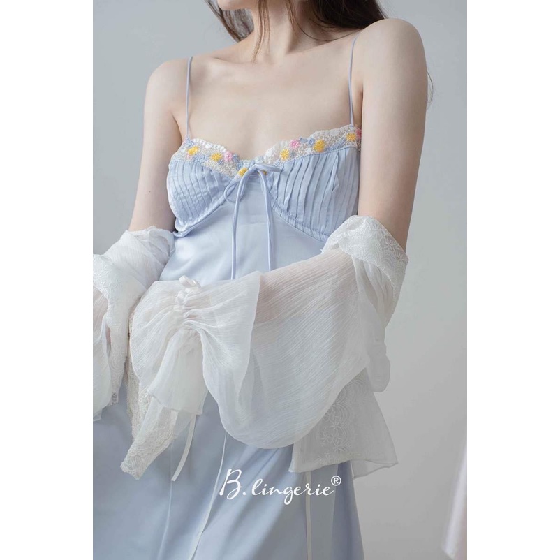 Váy Ngủ Satin Xịn Phối Ren Mềm - B.Lingerie