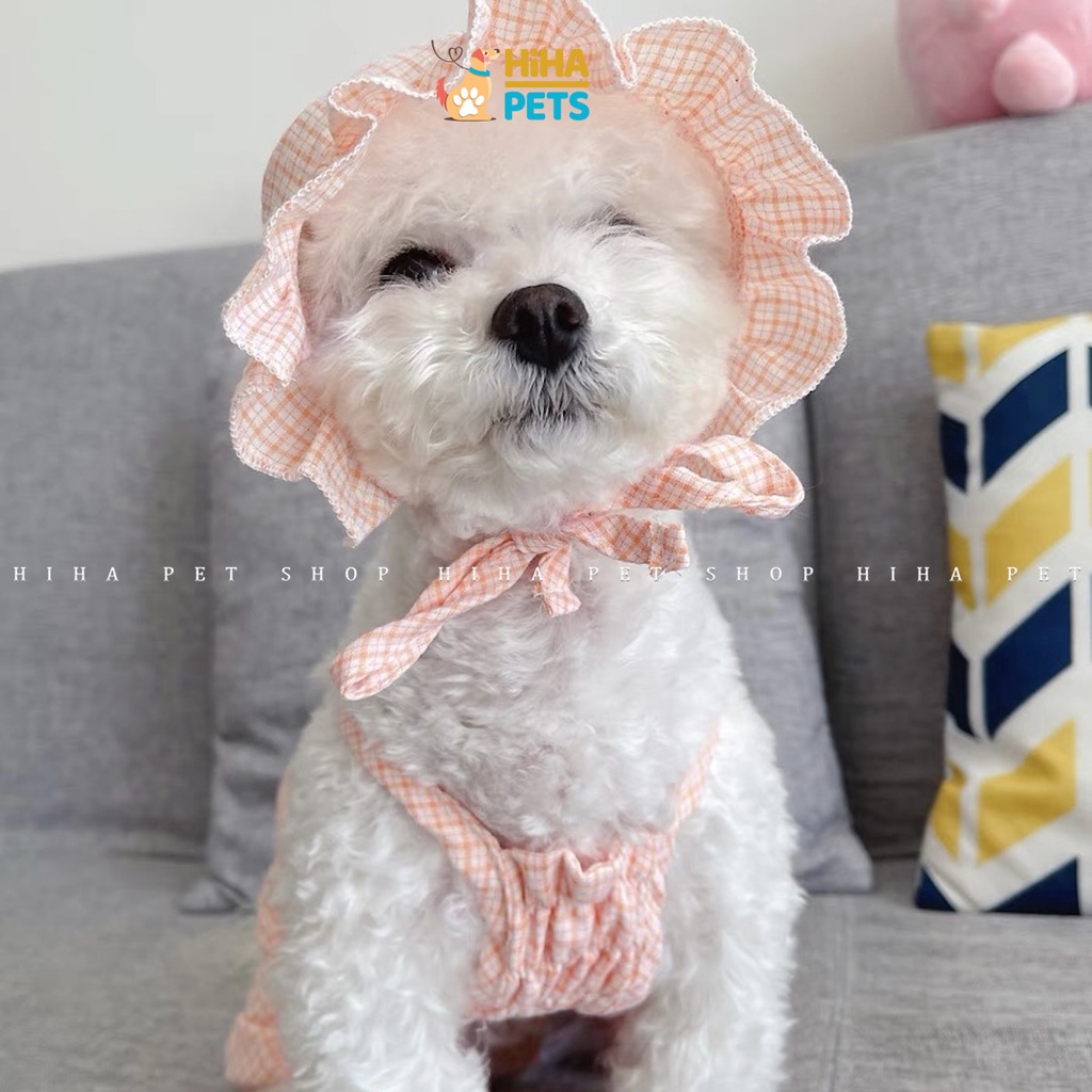 Quần Áo Cho Chó Mèo 4 Chân Dễ Thương Có Nón Quần Áo Thú Cưng Jump Sọc Dễ Thương Hihapet.