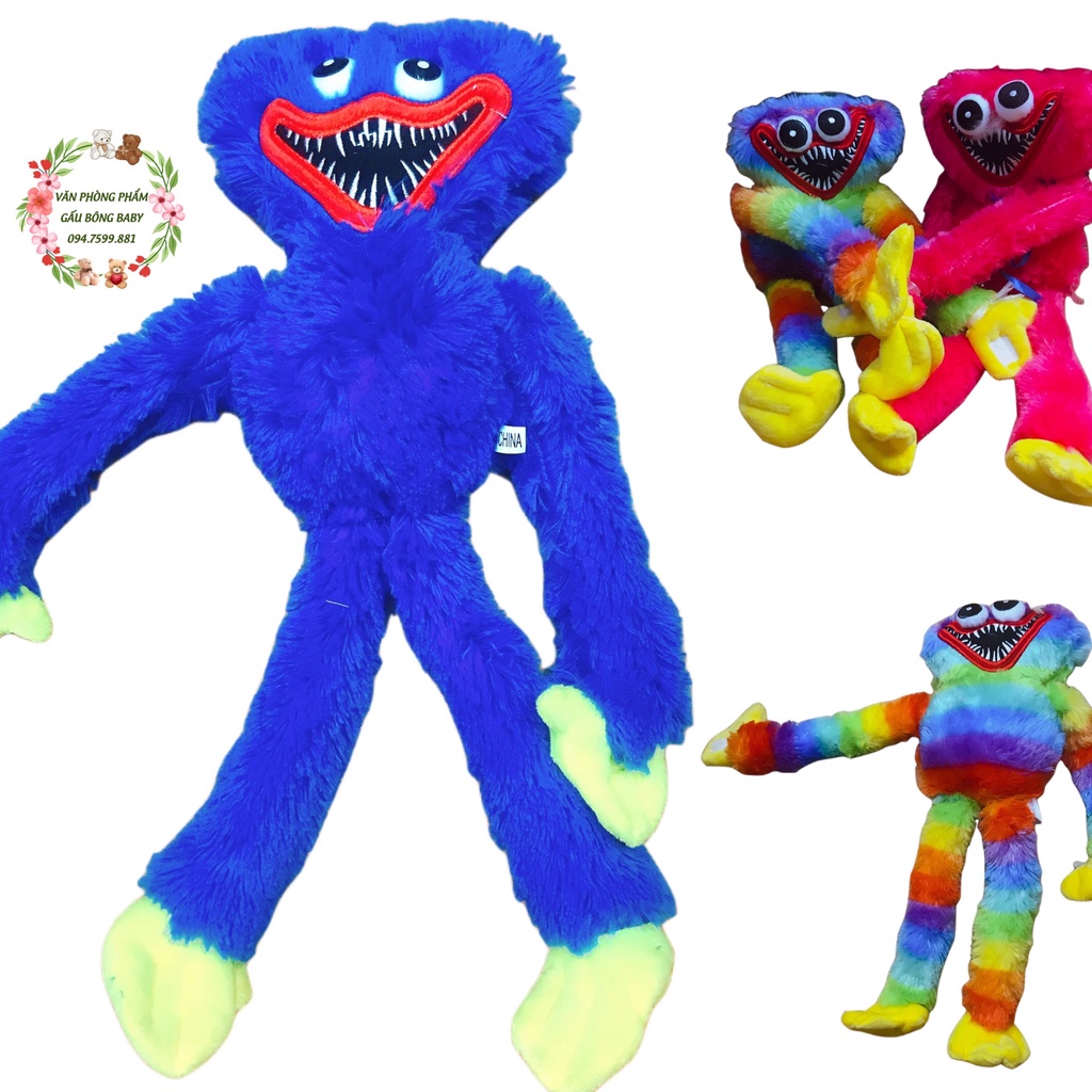 Gấu bông Huggy Wuggy lông xù nhiều màu size 40cm - Thú nhồi bông huggy Wuggy cầu vồng Poppy Playtime, killy willy