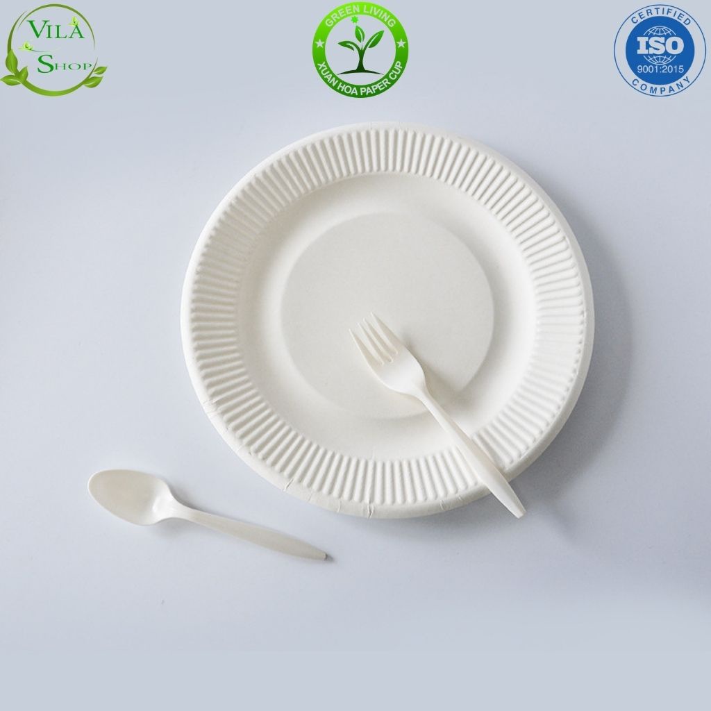 (Gói 10) Đĩa Giấy TRẮNG, Đĩa Dùng 1 Lần Đựng Bánh Kem, Đồ Ăn Picnic Tiện Lợi, An Toàn