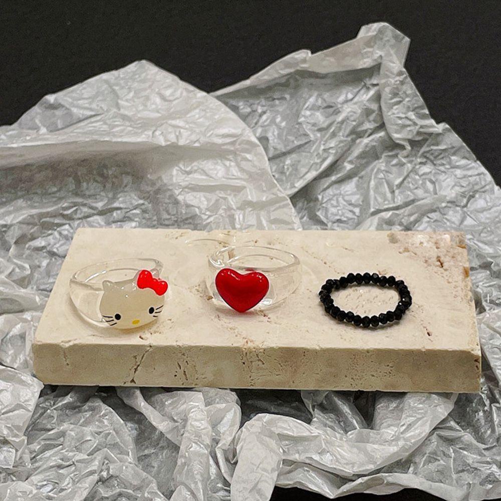 Nhẫn Nhựa Resin Hình Trái Tim Phong Cách Vintage Thời Trang 2Lip Cho Nữ