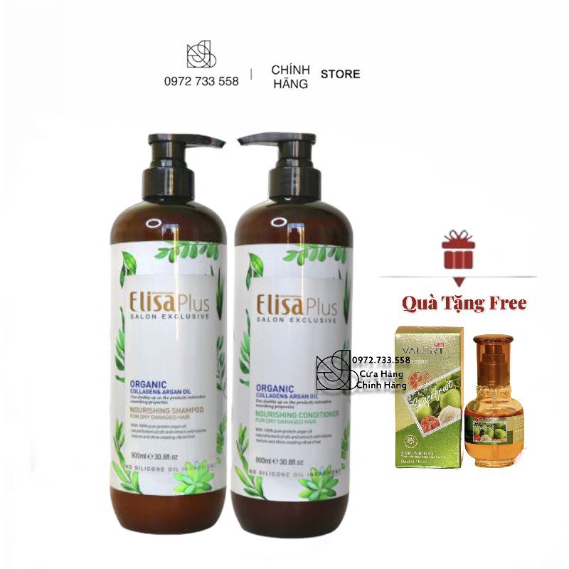 Tặng Tinh Dầu - Gội Xả Chăm Sóc Tóc Cao Cấp Toàn Diện Elisa Plus 900ml X 2