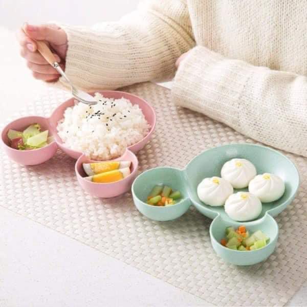 Bộ ăn dặm 5 ngăn, hình vịt kèm bát và cốc, hình oto hình thỏ cho bé - Thingkids