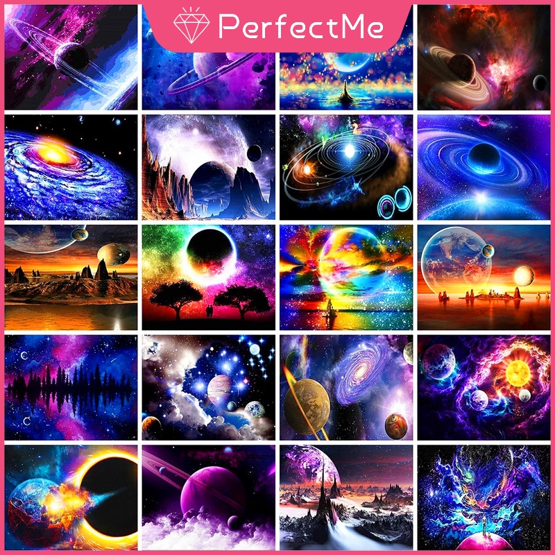 Bộ Tranh Đính Đá 5D Họa Tiết Bầu Trời Đầy Sao Độc Đáo DIY Dùng Trang Trí Nhà Cửa