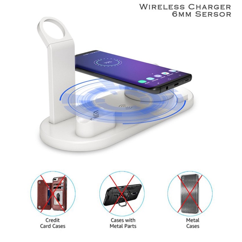 Đế Sạc Không Dây 6 Trong 1 15W Cho Điện Thoại Và Máy Tính Bảng