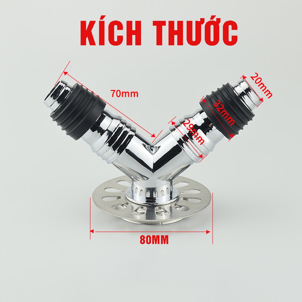 Bộ thoát nước máy giặt, chẩu rửa gồm đế ga thoát sàn, chia 2 chữ Y, Minh House