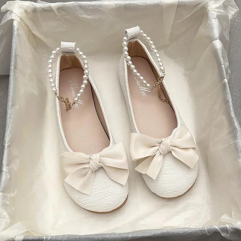 Giày Búp Bê Mũi Nhọn Đính Nơ Thời Trang Nữ Tính