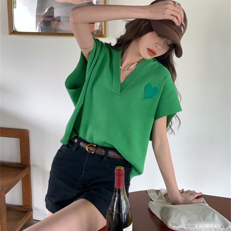 Áo Thun SáT NáCh Cổ Chữ V ThờI Trang Cho Nữ