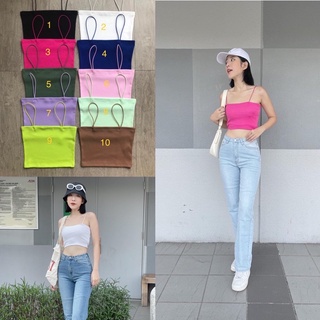 Áo 2 dây body thun gân croptop