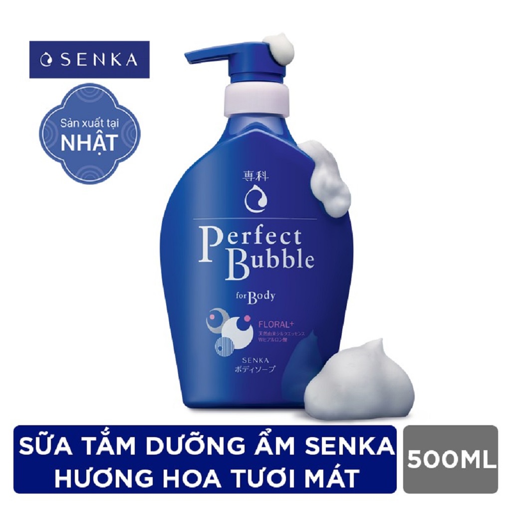 [Mã COSGLORIAT4 -8% đơn 250K] Sữa Tắm Dưỡng Ẩm Hương Hoa Tươi Mát Senka Perfect Bubble for Body Floral Plus 500ml