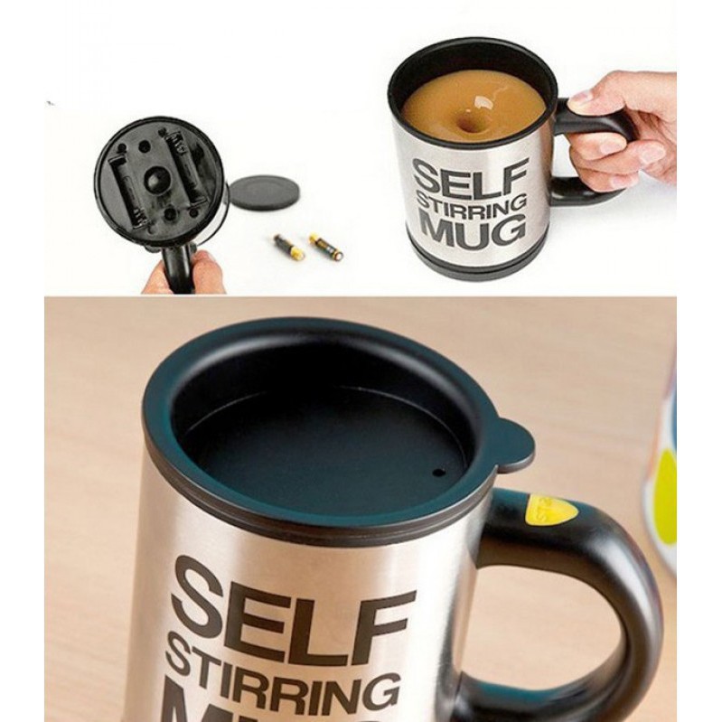 Cốc Pha Cafe, Cốc Cafe Tự Khuấy Thông Minh Self Stirring Mug Dùng Pin Tiểu Tiện Dụng