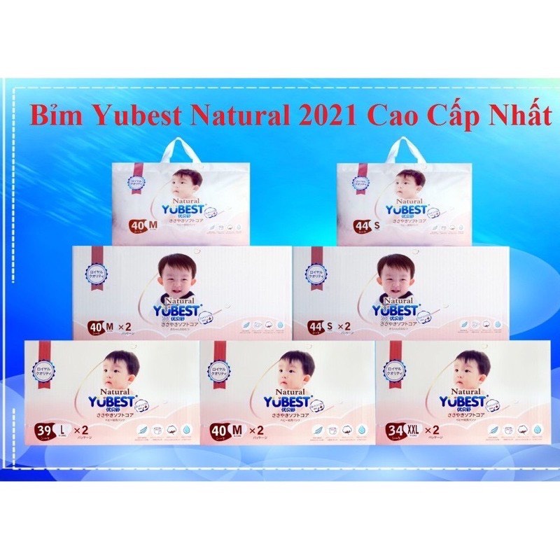 Bỉm Dán/Quần YUBEST NATURAL Cao Cấp Size S44/M40/L39/XL36/XXL34