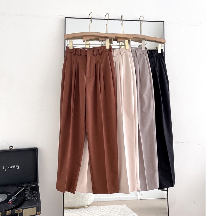 Quần tây dáng baggy xếp ly , Peace House Clothing