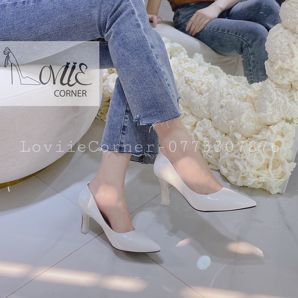 GIÀY CAO GÓT LOVIIECORNER - GUỐC CAO GÓT MŨI NHỌN 7 PHÂN CÔNG SỞ THỜI TRANG - GIÀY ĐẾ VUÔNG MICA 7CM G211126