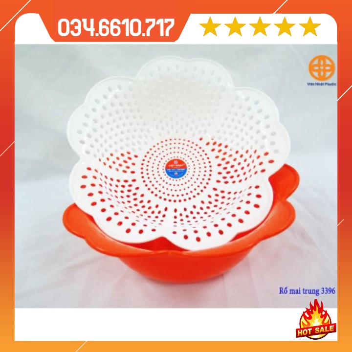 Bộ thau + rổ hoa mai