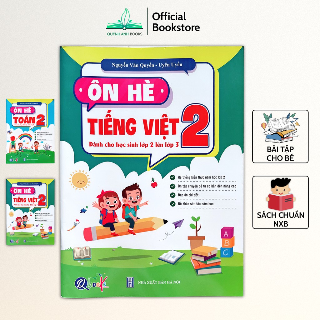 Sách - Combo Ôn hè toán và tiếng việt 2 dành cho học sinh lớp 2 lên lớp 3 - NPH Qbooks