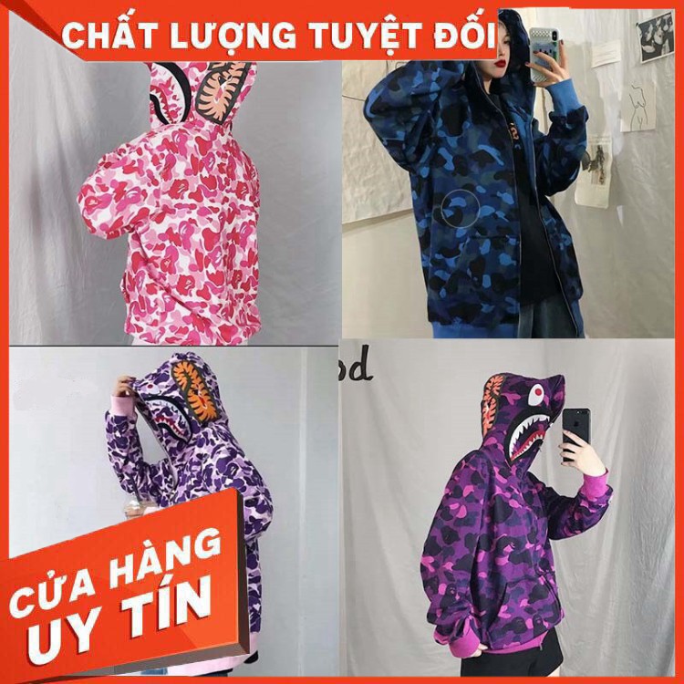 HÀNG NHẬP KHẨU -  (ảnh thật, có sẵn) áo khoác nỉ hoodie unisex bape cá mập - Hàng Nhập Khẩu