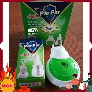 Máy đuổi muỗi cắm thẳng xông tinh dầu parpar 480h(kèm 1 lọ tinh dầu 480h)