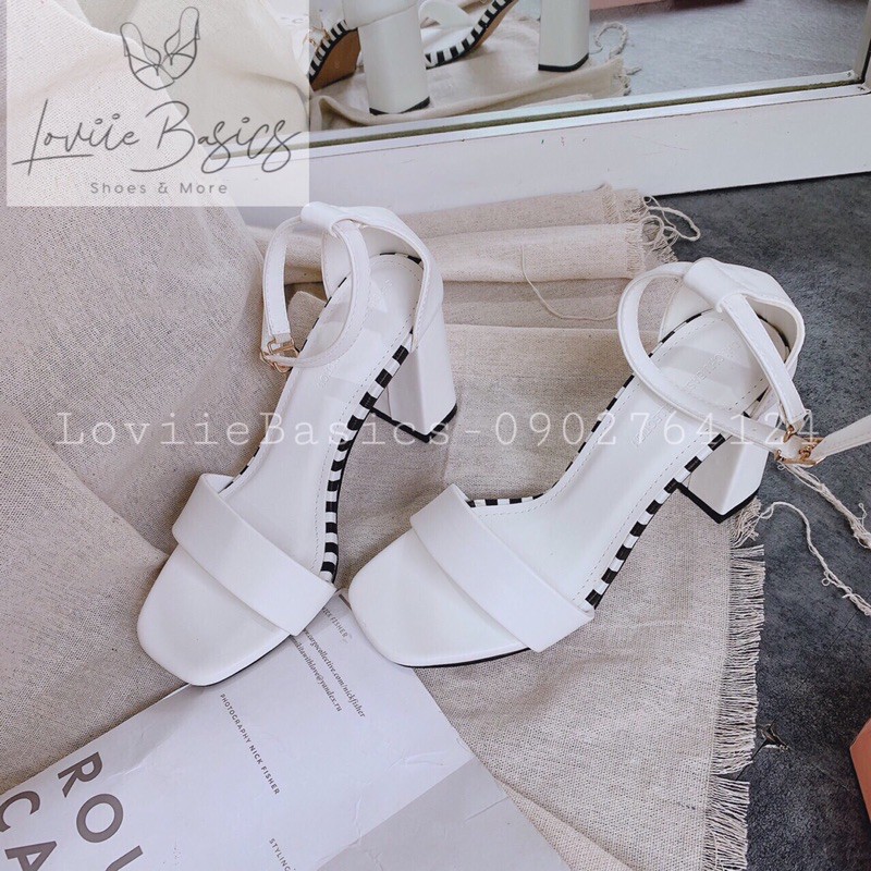 LOVIIE BASICS - SANDAL CAO GÓT 7CM BÍT HẬU ĐẾ TRỤ - GIÀY SANDAL BÍT HẬU CAO GÓT 7 PHÂN - SANDAL CAO GÓT ĐẾ VUÔNG G201048