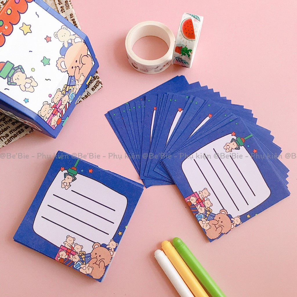 Set giấy ghi chú hộp sữa in hình siêu đáng yêu, Giấy note dễ thương BeBie - BP173