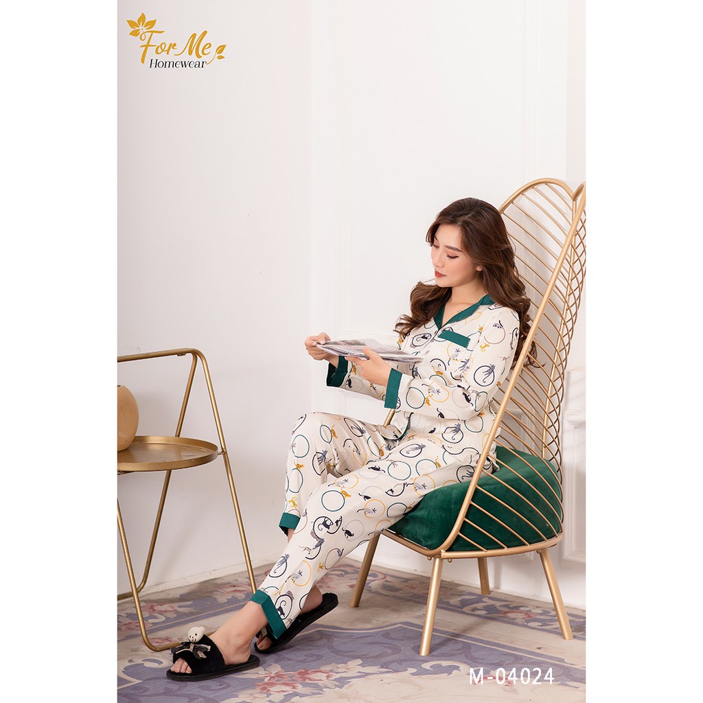 Bộ đồ ngủ, mặc nhà chất Lụa Giấy Luxury DÀI TAY XIẾC THÚ 04 forme pijama