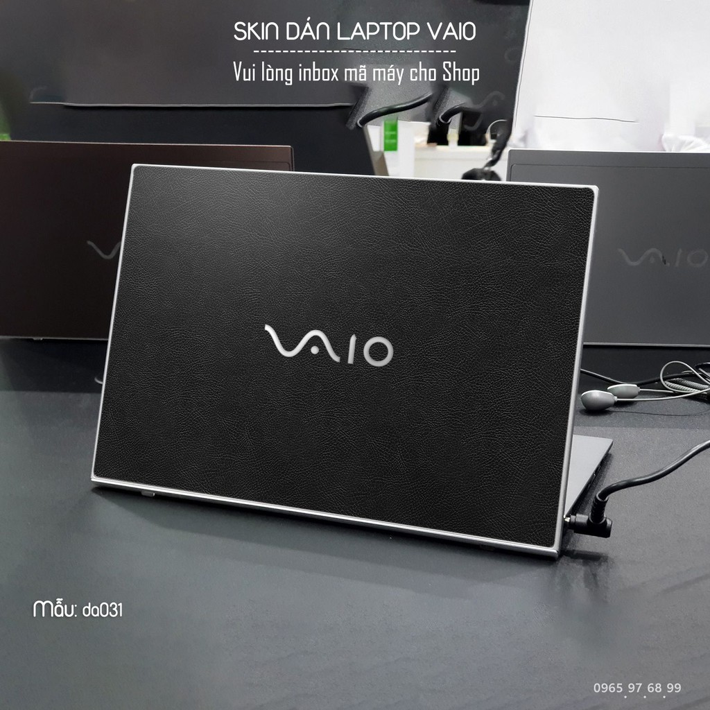 Skin dán Laptop Sony Vaio in hình Vân Da Bò Đen - Da031 (inbox mã máy cho Shop)