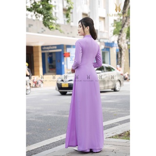 Áo dài lụa tím hoa cà - Thời trang nữ H&H Luxury