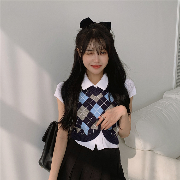 Áo vest COZOK kẻ sọc caro thời trang cho nữ