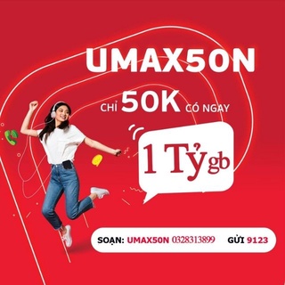 [ 1 tỷ gb ] Sim Viettel Umax50n Không Giới Hạn Dung Lượng Data, Chỉ 50k 1 Tháng