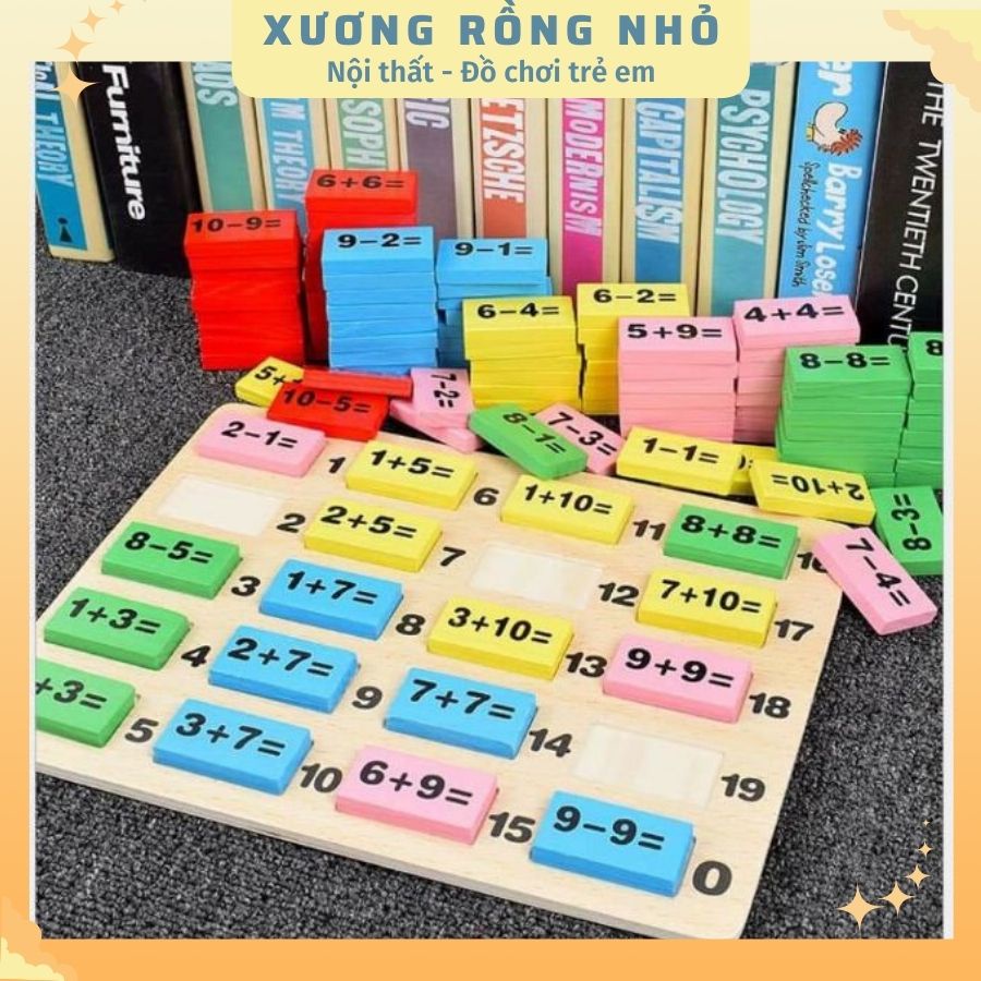 Đồ chơi Domino 110 quân bằng gỗ [Domino toán học - Ghép hình - Bộ xếp hình cho bé]