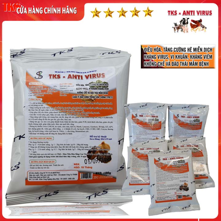 ANTI VIRUS: Điều Hòa, Tăng Hệ Miễn Dịch, Kháng Khuẩn, Virus Gây Bệnh Cho Vật Nuôi - GÓI 100GR