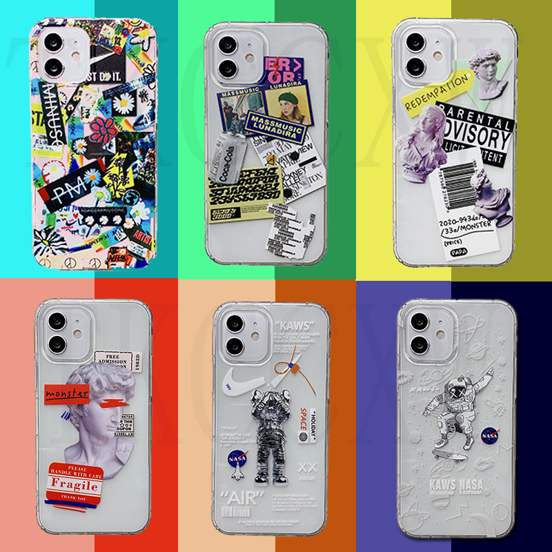 Samsung Galaxy S20 FE S10 Note 10 Lite A30S A30 A20 A10 A7 2018 Phone Case Fashion kaws Cartoon Soft TPU Slim air Transparent Clear ni ke Back Cover