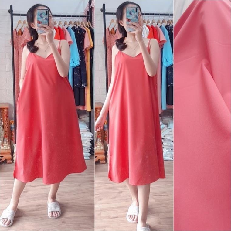 Váy bầu hai dây đũi lụa siêu mát hàng có size dây rút tiện lợi cho mẹ