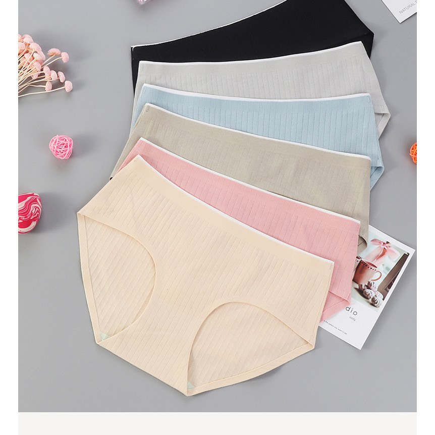 [Mã 12FASHIONSALE1 giảm 10K đơn 50K] Quần Lót Nữ Cotton Cao Cấp kháng khuẩn không đường may họa tiết kẻ sọc gân - UD017 | BigBuy360 - bigbuy360.vn