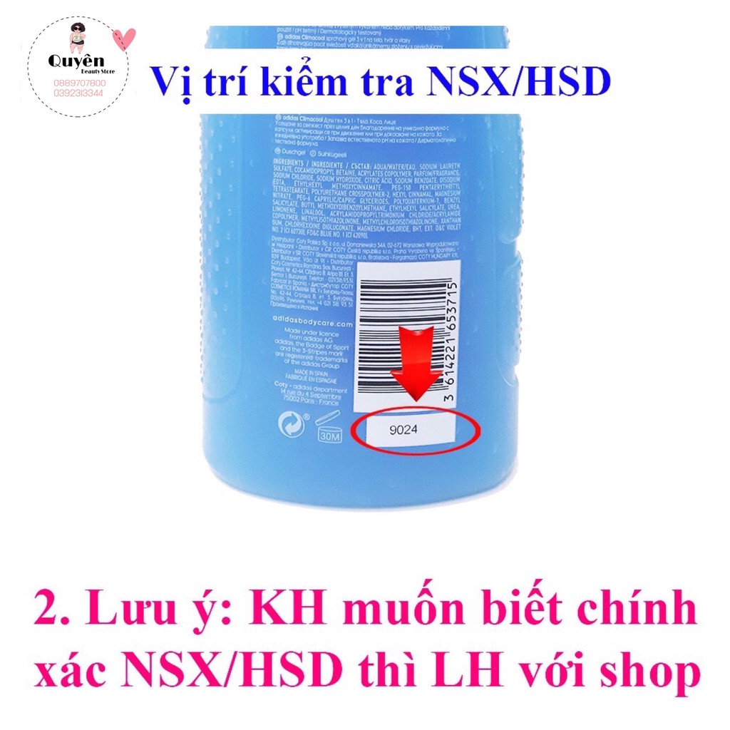 ADIDAS DẦU GỘI SỮA TẮM SỮA RỬA MẶT 3 IN 1 400ML