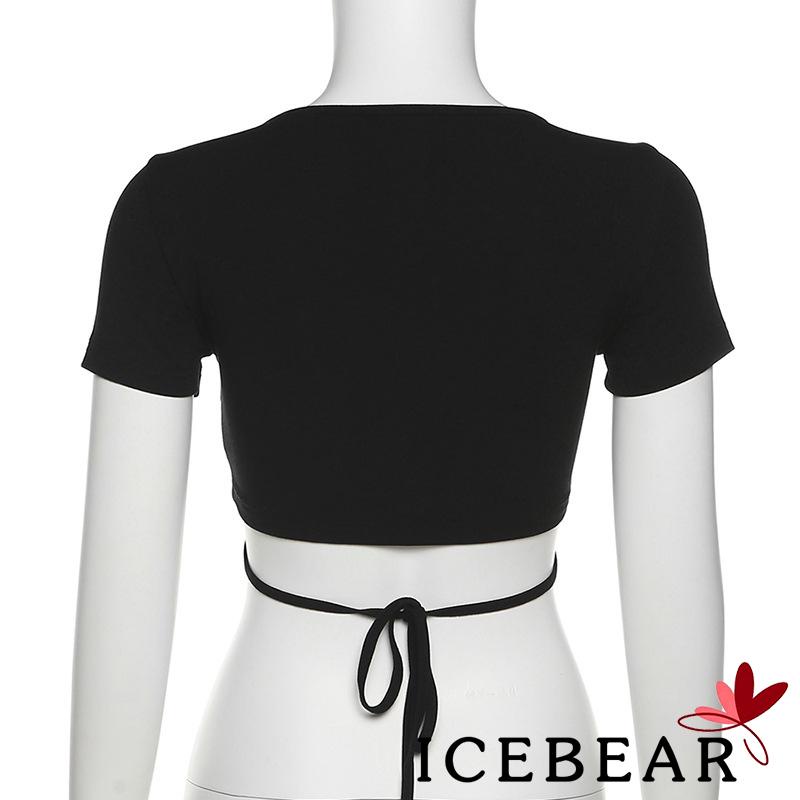 Áo Kiểu Tay Ngắn Cổ Chữ V Màu Trơn Thời Trang Dành Cho Nữ