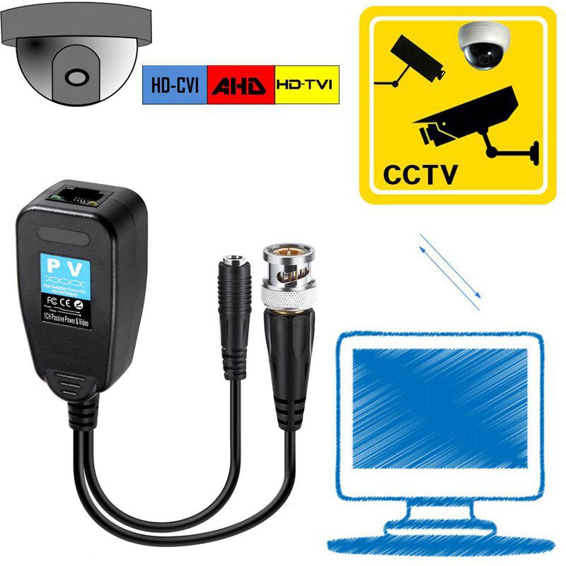 Cáp chuyển đổi hình ảnh HD-CVI/TVI/AHD đầu cắm nguồn RJ45 CAT5