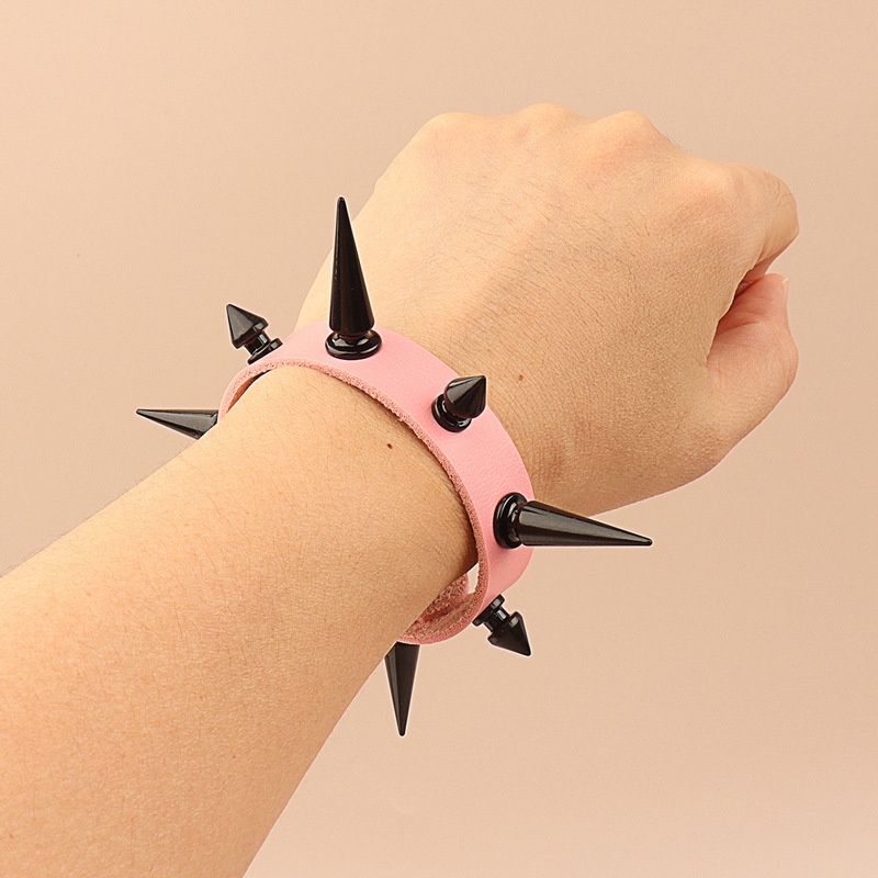 Vòng Tay Da Đính Đinh Tán Kim Loại Phong Cách Punk Rock Đường Phố 2022