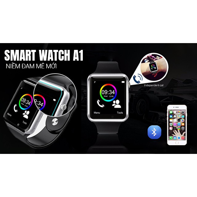 Đồng hồ thông minh Smart watch A1 thiết kế hiện đại, đeo tay màn hình cảm ứng kết nối điện thoại bluetooth