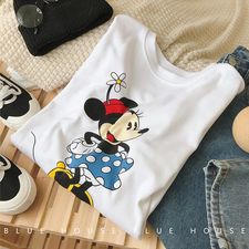 Áo phông cộc tay đáng yêu 💖 Áo cotton in hình Mickey Family sang chảnh cho bé trai bé gái 💖 Quần áo trẻ em