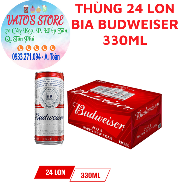 Thùng 24 Bia Budweiser lon 330ml / Lốc 6 lon Bia Budweiser lon 330ml