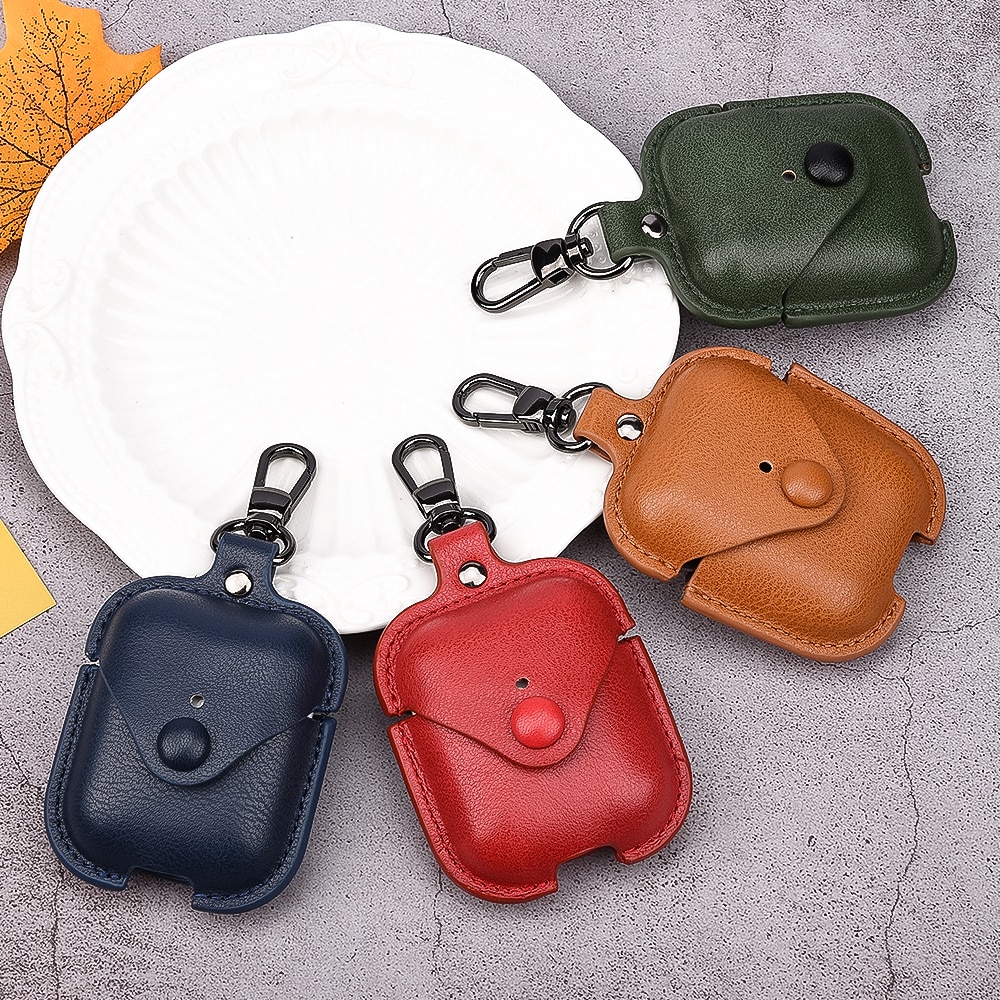 Bao Da Mềm Sang Trọng Có Móc Khóa Cho Airpods 1 / 2 Pro