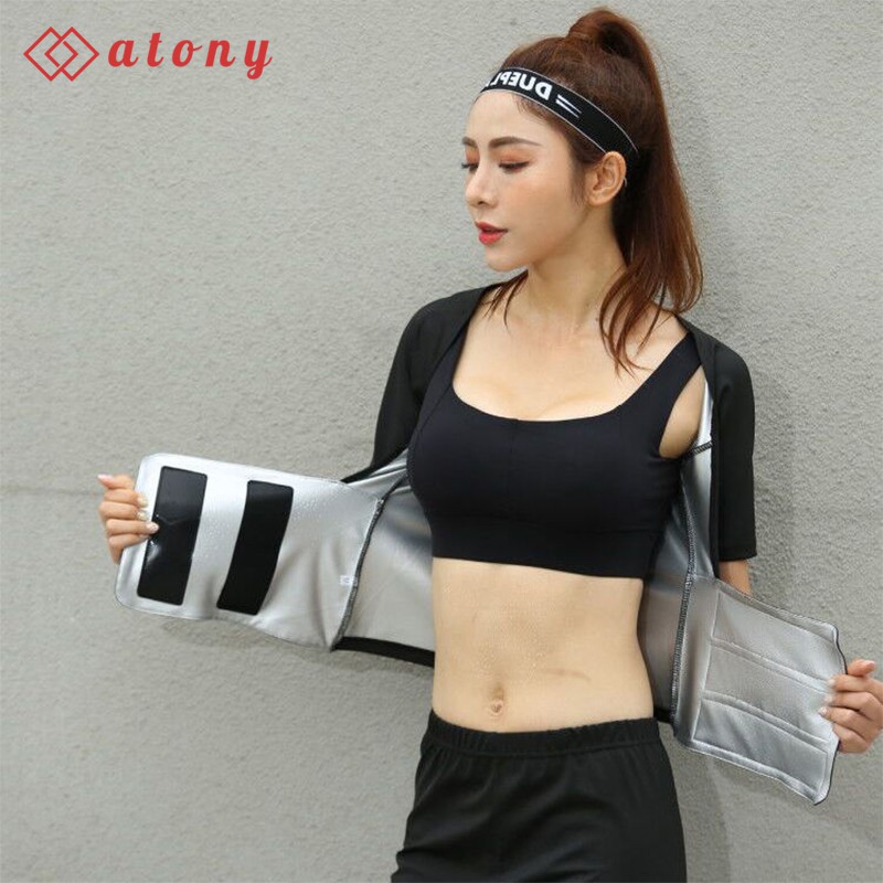 Bộ Đai Sinh Nhiệt Giảm Mỡ Bụng ATONY Cao Cấp, Tráng Nano Bạc Nhật Bản - Set 3: Áo Đai Hở Ngực + Áo ngực + Quần Giảm Mỡ