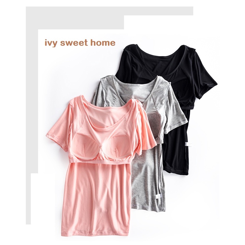 Áo Cộc Tay Có Đệm Ngực * Bộ Mặc Nhà Vải Modal Mềm Mịn Mới * IVY006