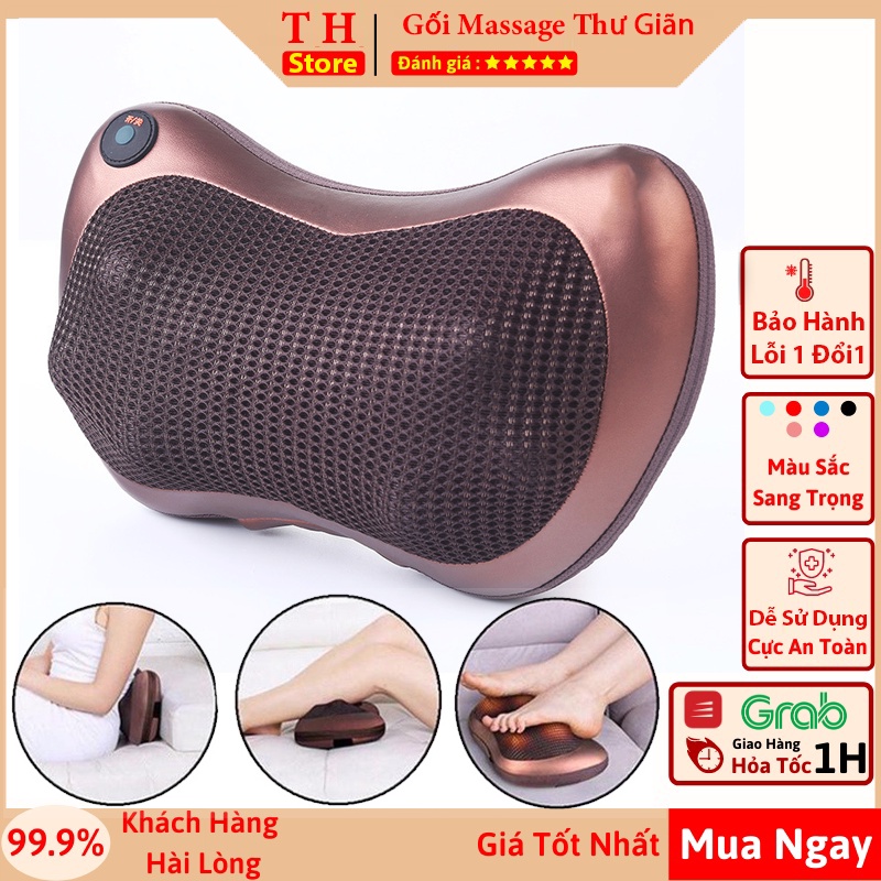 Gối massage hồng ngoại 8 bi cao cấp, gối mát xa cổ vai gáy công nghệ Nhật Bản bảo hành lỗi 1 đổi 1