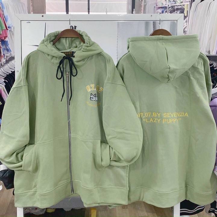 ÁO KHOÁC NỈ BÔNG THÊU CÚN 07.07 FORM RỘNG UNISEX NAM NỮ Ulzzang KUN | BigBuy360 - bigbuy360.vn