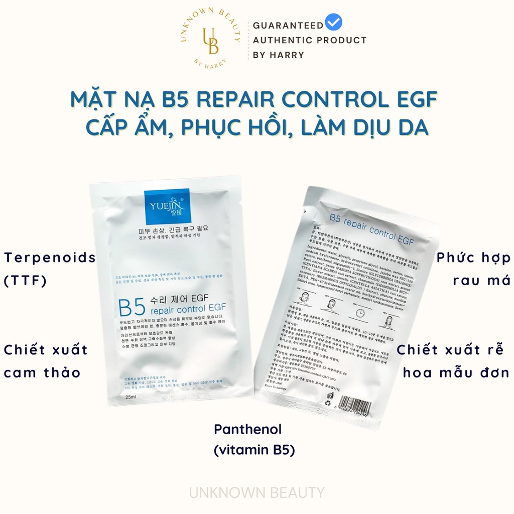 Mặt Nạ Phục Hồi Cấp Ẩm B5 Repair Control EGF Yuejin Hàn Quốc + MTD cao cấp Tây Ban Nha | Unknown Beauty