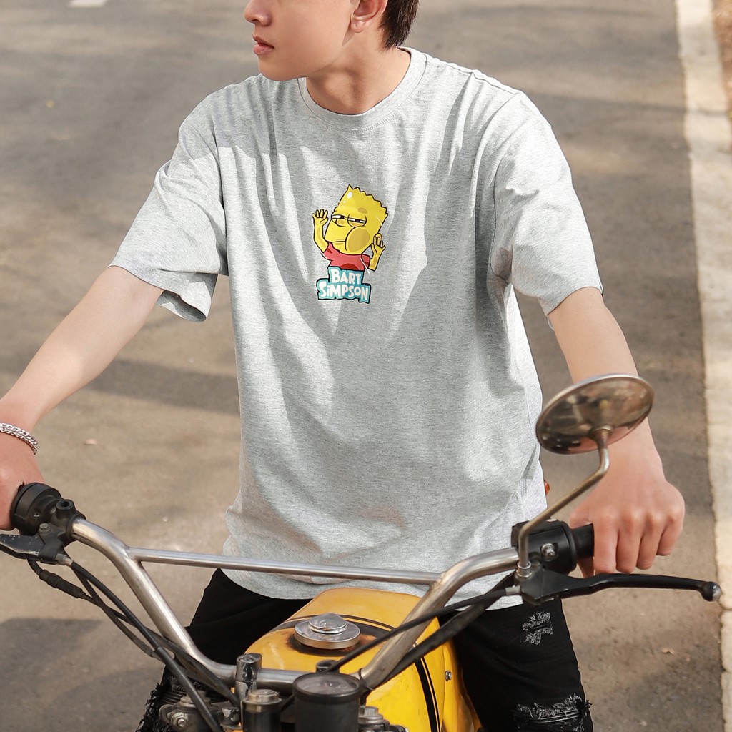 Áo Thun Bart Simpson Màu Xám Chất Liệu Cotton Thoáng Mát