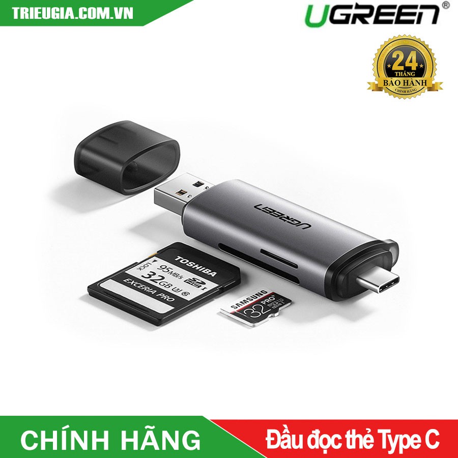 Đầu Đọc Thẻ Nhớ SD, TF 2 Chuẩn Cắm Chân Type-C Và USB 3.0
